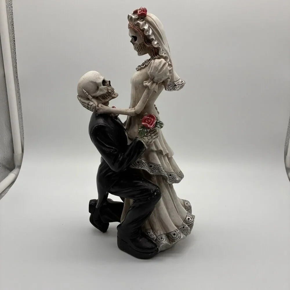 Skeleton Bride And Groom In Love. Goth, Halloween, Day Of The Dead Decor 12”